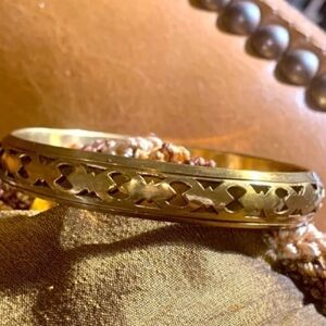 70’s Vintage Gold Tinged Brass Alloy Cutout Bracelet